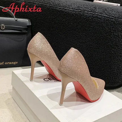 Aphixta Oro Argento Nero Décolleté con tacco alto a spillo da 3,54 pollici Décolleté da donna per tutte le stagioni Scarpe da festa con punta a punta di grandi dimensioni 49 50 platinumshop