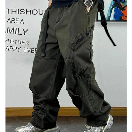 American Streetwear Multi-Pocket Cargo Pants Men High Quality Fashion Baggy Pants Plus Size Black Army Straight-Leg Trousers