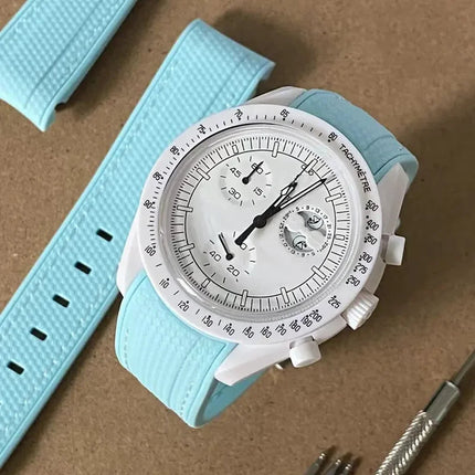 Cinturino in gomma per Swatch X Omega Joint MoonSwatch Cinturino sportivo impermeabile da 20 mm Cinturino con estremità curva in silicone per uomo donna platinumshop