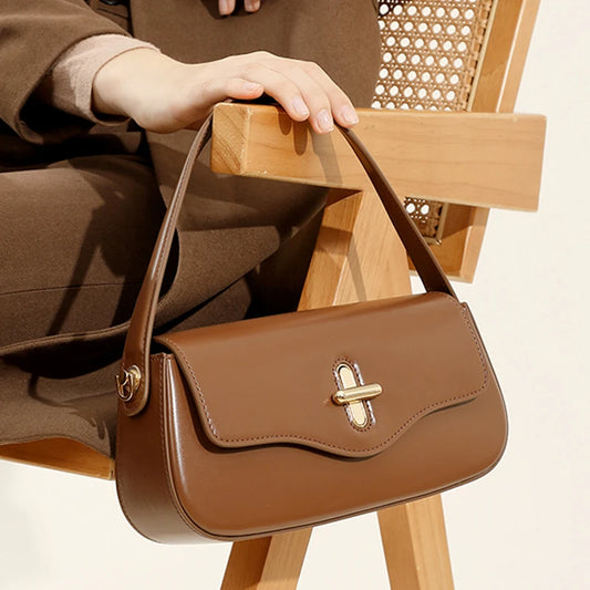 2025 New Genuine Leather Women's Bag Luxury Stick Bag Senior Designer Shoulder Bag Fashion Handbag Commuter