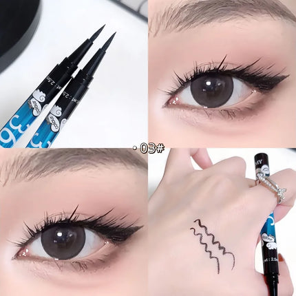 0.01mm Ultra Fine Liquid Eyeliner Pen Waterproof SmudgeProof Fast Drying Eyeliner Cotton Tip Long Lasting Black Eye Liner Makeup
