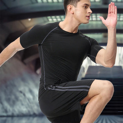 Set di compressione da uomo stampato in 3D anime Top da palestra a maniche corte + pantaloncini da allenamento Set di protezioni per l'atletica traspirante ad asciugatura rapida platinumshop