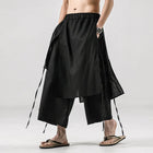 Pantaloni da uomo irregolari in cotone e lino, stile Harajuku, a gamba larga, tinta unita, casual, con elastico in vita, vestibilità ampia, stile punk