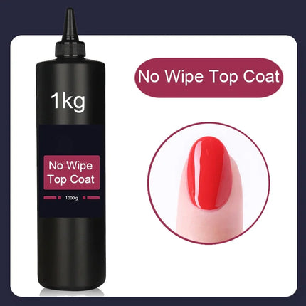 1000ML Super Shiny Top Coat Nail Art Gel Varnish Semi Permanent Soak Off No Wipe UV Gel Varnish Shining Clear Top Coat