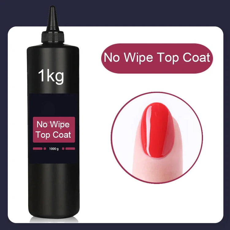 1000ML Super Shiny Top Coat Nail Art Gel Varnish Semi Permanent Soak Off No Wipe UV Gel Varnish Shining Clear Top Coat