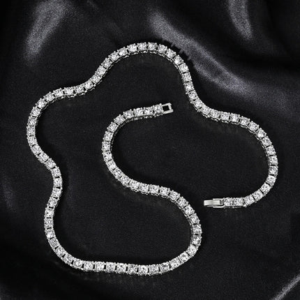 Classical 4MM Tennis Chain Iced Out Bracelet Necklace Men Fashion Hip Hop Jewelry Women 8/16/18/20/24inch Choker Punk Party Gift PlatiNum