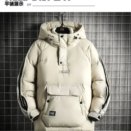 Winter Filled White Duck Down Coat Warm Hooded Pullover Down Jacket Couple Men's Cross-border Jacket Couple style