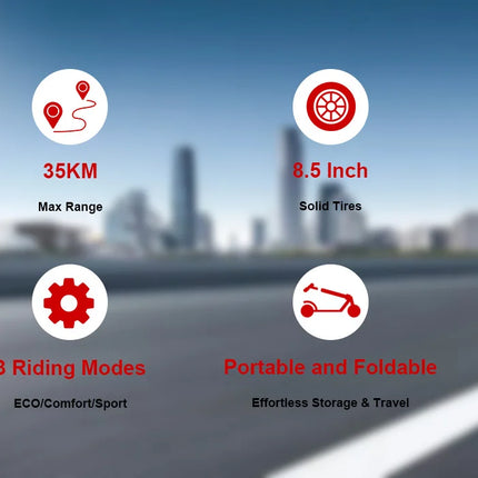 JUICEASE JB80 Scooter elettrico 500W Potenza di picco 35KM 31KM/H 36V10.5AH Batteria lunga Pneumatici da 8,5 pollici con Smart APP Pieghevole EScooter
