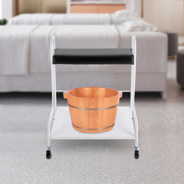 2-Tier Foot Bath Spa Trolley Cart Portable Pedicure Footrest with 4 Wheels Beauty Salon Nail Stand for Pedicures Massages Toenail Care, Load 100 kg/220.46 lbs
