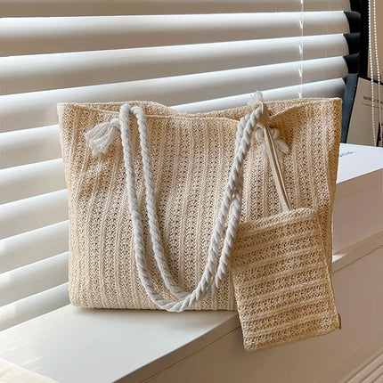 Designer Women's Bags Fashion Large Capacity Straw Tote Bag Summer Beach Bag Casual Big Bali Bag