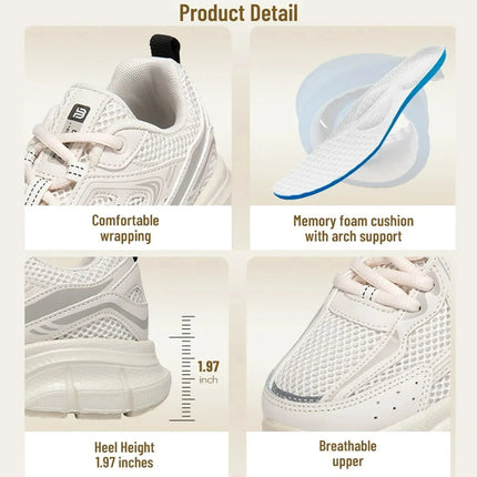 Baasploa Scarpe da corsa retrò da donna Scarpe da jogging sportive con lacci in rete da esterno Scarpe casual leggere e traspiranti antiscivolo da donna