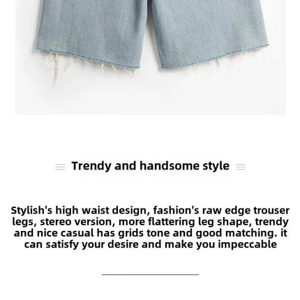 Blue Denim Shorts For Women High-Waisted Loose-Fit Slimming Casual Straight-Leg Mid-Length Summer New Arrival 2024 PlatiNum
