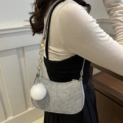 Mini Women Shoulder Bags Fashion Felt Women's Bag Design Advanced Underarm Handbags Mini Saddle Bag PlatiNum