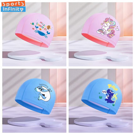 Bonnet de bain pour filles, dessin animé mignon, étanche, protection des oreilles, haute élasticité, chapeau de natation pour enfants, garçons, accessoires de natation pour bébés