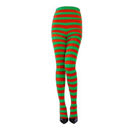 maveraCCüm | Christmas Stockings Red Green Striped Tights Stretchy Leggings Y2K Party Costume Knit Knee High Socks