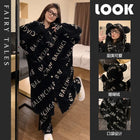 Plus Size Leopard Winter Hooded Robe Pajamas Set Women Plush Soft Home Suit Coral Pjs Long Sleeve Thick Warm Flannel Loungewear