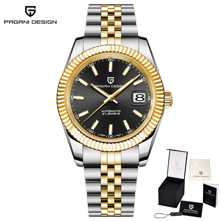 PAGANI DESIGN Luxury Men's Automatic Mechanical Watch Top Sapphire Stainless Steel 100m Waterproof Business Leisure Watch