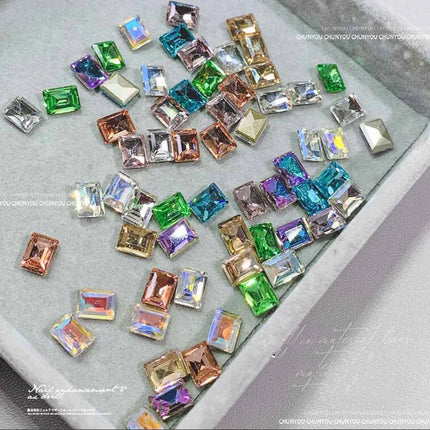 50pcs/bag Ice Sugar Rectangular Pointed Nail Art Jewelry Right Angle Nail Diamond Sugar Diamond Super Flash Nail Jewelry 6mmx8mm