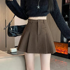 Gidyq Women Wool Mini Skirt Casual Korean Female High Waist Pleated Skirt Harajuku Fashion Streetwear Thick A Line Skirts New PlatiNum