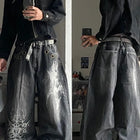 American New Fashion modello oversize stampato jeans lavati uomo Y2K gotico rock popolare casual Joker pantaloni a gamba larga a vita alta