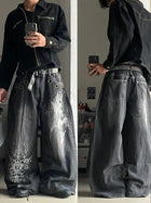 American New Fashion modello oversize stampato jeans lavati uomo Y2K gotico rock popolare casual Joker pantaloni a gamba larga a vita alta