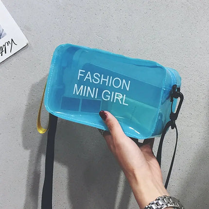 Borsa a Tracolla Trasparente con Effetto Laser per Donne, Mini Borsa Messenger alla Moda in PVC Colorato, Piccola Borsa Tote