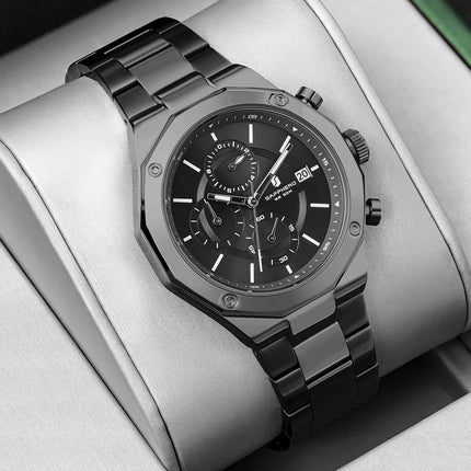 SAPHERO Orologio Cronografo Uomo al Quarzo 5ATM Impermeabile Acciaio Inox con Data, Regalo Perfetto per Padre, Marito, Fidanzato per Natale, Compleanno, San Valentino platinumshop