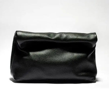 Personality roll-edge leather bag  lazy casual leather soft bag  Phone Women High Quality holding red large bag luxury designer PlatiNum