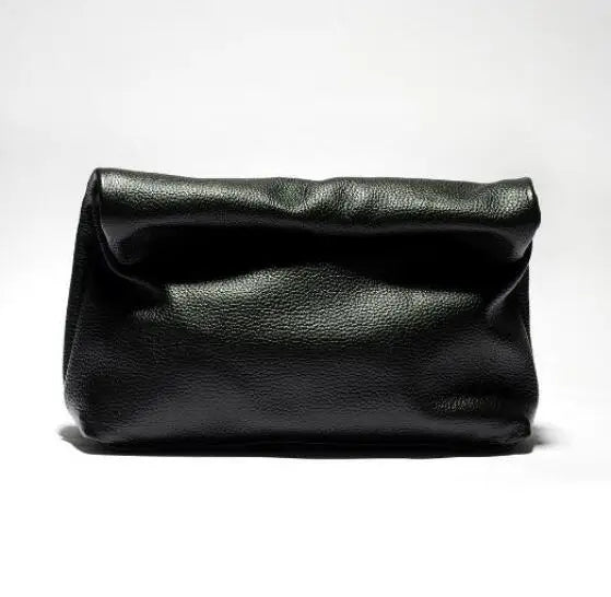 Personality roll-edge leather bag  lazy casual leather soft bag  Phone Women High Quality holding red large bag luxury designer PlatiNum
