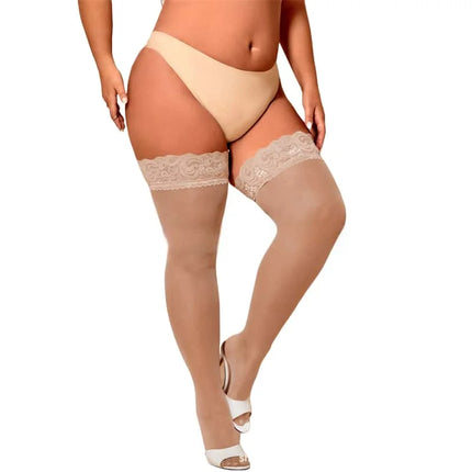 NEWJOINFUN Plus Open Crotch Pantyhose Large Fishnet Stockings Black Thigh High Stockings Garter Tights for Women Oversized XXXXL