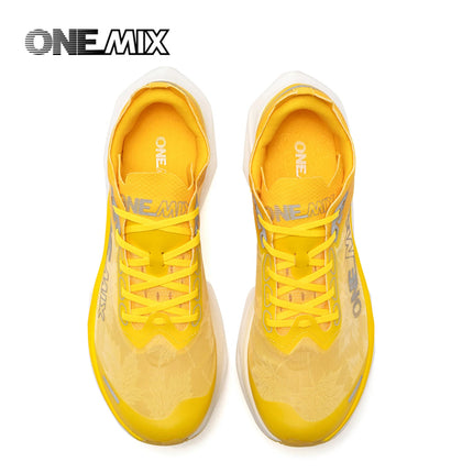 ONEMIX Nuove Scarpe da Corsa Professionali Marathon con Piastra in Carbonio a Tutta Lunghezza, Supporto Stabile e Assorbimento degli Urti, Ultra Leggere PlatiNum