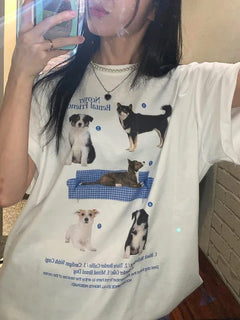 1102Dog Kawaii Camicia grafica Ulzzang Moda unisex Harajuku Streetwear T-shirt Grunge Y2k Estetica D