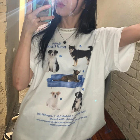 1102Dog Kawaii Camicia grafica Ulzzang Moda unisex Harajuku Streetwear T-shirt Grunge Y2k Estetica D