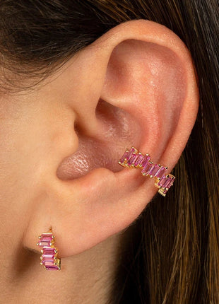 Lussuosa geometria 925 orecchio in argento sterling Ago rosa serie zircone orecchini a cerchio pendenti dolce moda regali di gioielli da sposa platinumshop