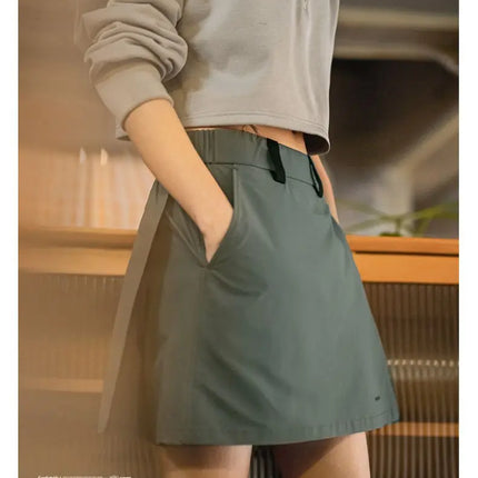 Maden New Outdoor A-Linien Skort Shorts Sommer Damen Leicht Wandern Elastischer Bund Hosenrock Freizeit Vielseitige grüne Hose