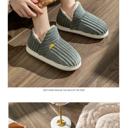 Shevalues Winter Men Slippers Short Plush Men Cotton Boots Indoor Fluffy House Fur Slippers Men Casual Soft Fur Furry Men Shoes