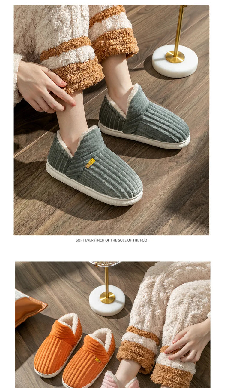 Shevalues Winter Men Slippers Short Plush Men Cotton Boots Indoor Fluffy House Fur Slippers Men Casual Soft Fur Furry Men Shoes