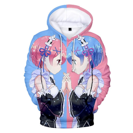 Harajuku Hip Hop Comfortable Re ZERO Rem Ram 3D print Hoodies Sweatshirts Men/Women Sweatshirt Adult/Child Casual Pullovers