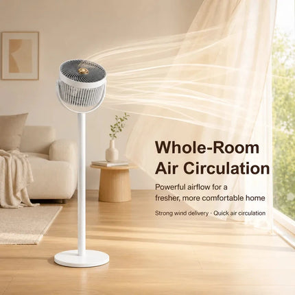 Ventilatore a piantana moderno 2-in-1 con circolazione d'aria, 5 velocità, 4 altezze, silenzioso, portatile, USB-C per casa, camera da letto, ufficio, camper, campeggio