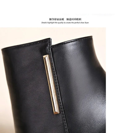 Autumn Winter Plush Boots Women British Thick Heel Waterproof Platform Thick Bottom Short Boot High Heels Lady