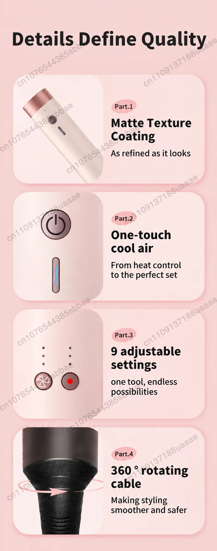 6-in-1 multifunction hair dryer, 110,000 RPM high-speed hair care ionic hair dryer quick drying, automatic curling styling tool