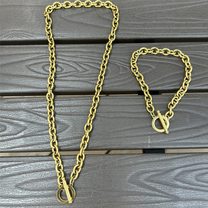 Set di gioielli con ginocchiera in acciaio inossidabile di nuovo stile per uomo e donna, set di bracciali e collane con catena a maglie platinumshop