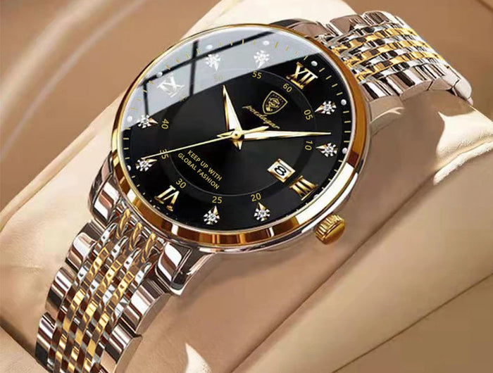 POEDAGAR Orologio da donna di lusso Orologio da donna impermeabile in acciaio inossidabile con data luminosa Orologi al quarzo da donna semplici e casual alla moda platinumshop
