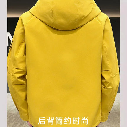 New Men's Fashion Casual Jackets Hooded Solid Zipper Pockets Camping Jackets Spring Autumn Brand Male Outdoor Sport Windbreaker