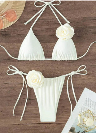 Costume da Bagno Sexy con Fiori e Fascia, Bikini a Perizoma 2025, Costumi da Bagno Donna con Lacci, Set Bikini Brasiliano, Biquini Mujer platinumshop