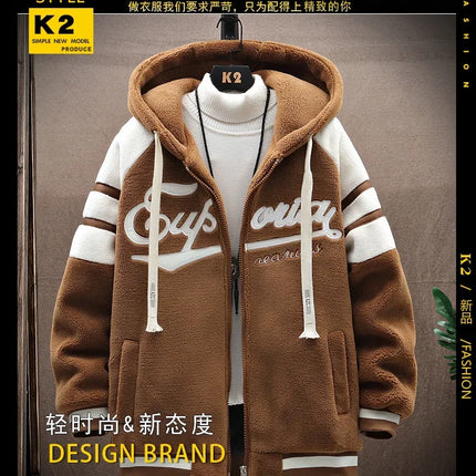 2023 Men's Hooded Jackets Japan Fashion Streetwear Harajuku Coats Men Autumn Winter Men Clothing Wool Jackets Embroidery Jacket