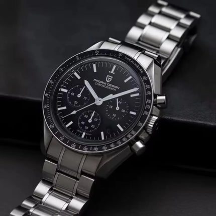 PAGANI DESIGN 500 Orologio da Uomo di Lusso con Tachimetro Circolare, Cronografo Sportivo, Vetro Zaffiro AR, Movimento Giapponese, Acciaio 316L, Luminoso