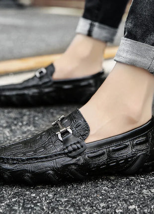 Scarpe Casual da uomo in vera pelle stile coccodrillo mocassini per scarpe comodi da uomo scarpe da uomo Casual Slip on semplici scarpe da guida