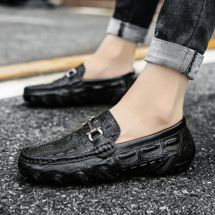 Scarpe Casual da uomo in vera pelle stile coccodrillo mocassini per scarpe comodi da uomo scarpe da uomo Casual Slip on semplici scarpe da guida