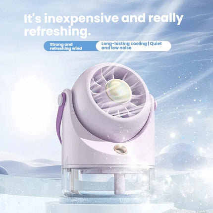 Ventilatore Portatile da Tavolo con Nebulizzatore d'Aria Fredda, Ricarica USB, Raffreddamento ad Acqua, Ventilatore Turbo con Umidificazione, Compatto Ventilatore Personale con Nebbia